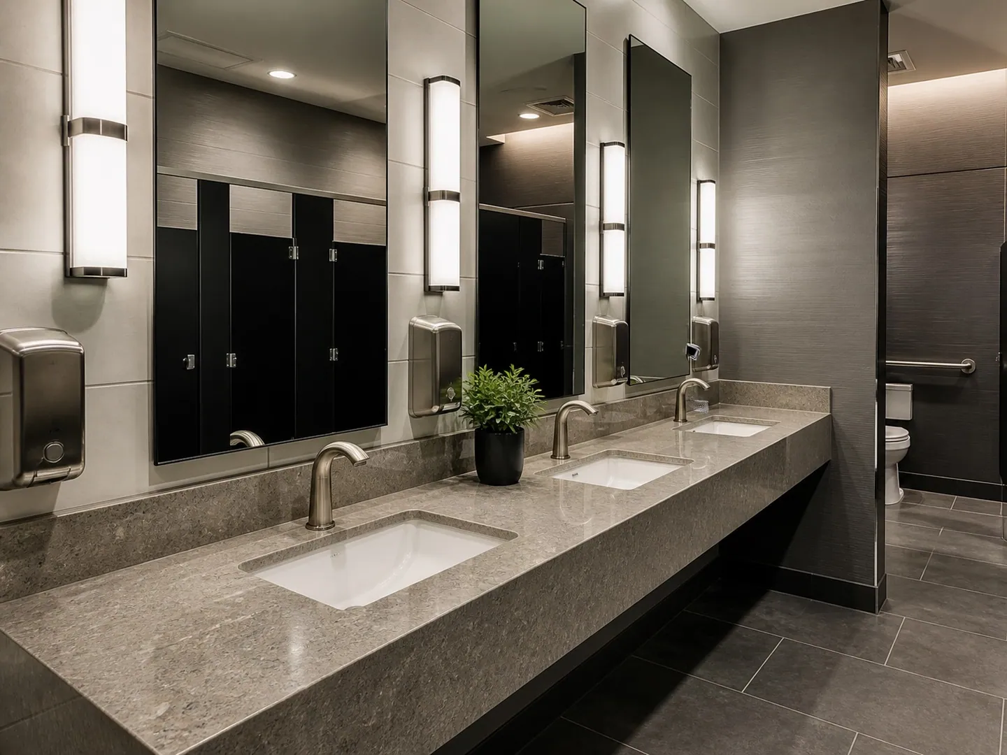 Commercial restroom finishes